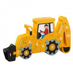 1 - 10 Wooden Yellow Digger Puzzle